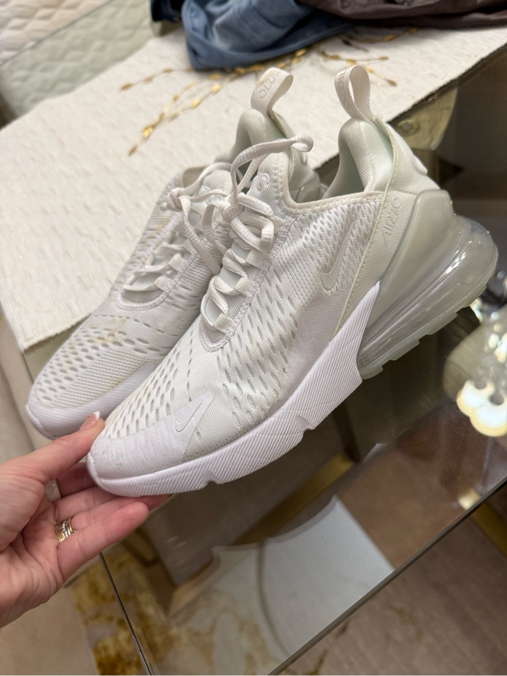 Nike Women’s Air Max 270 Triple White Sneakers